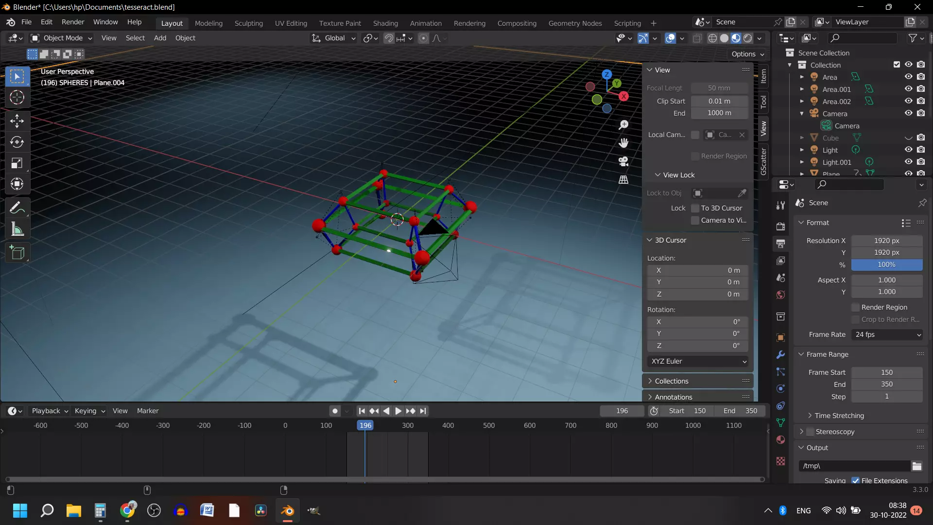 TESSERACT WITH MOTION Low-poly 3D model_0