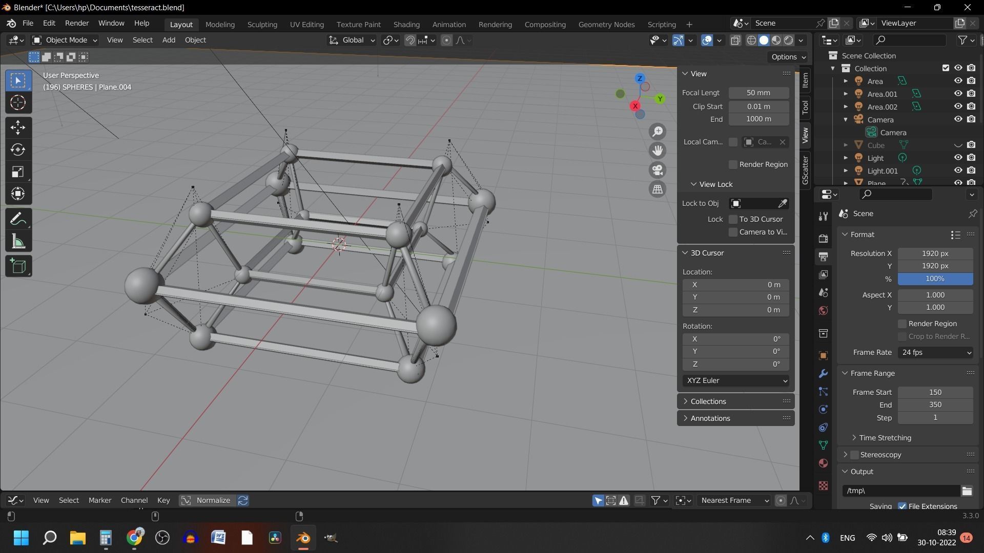 TESSERACT WITH MOTION Low-poly 3D model_3