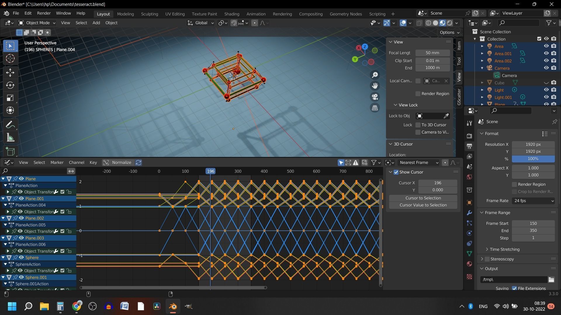 TESSERACT WITH MOTION Low-poly 3D model_2