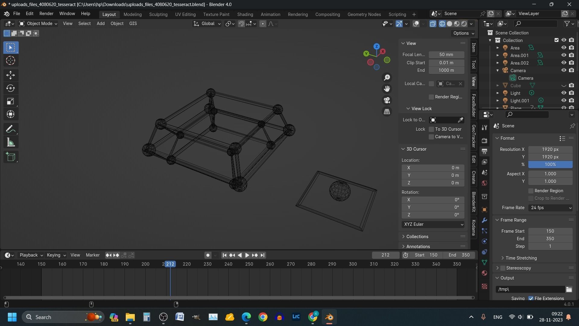 TESSERACT WITH MOTION Low-poly 3D model_10