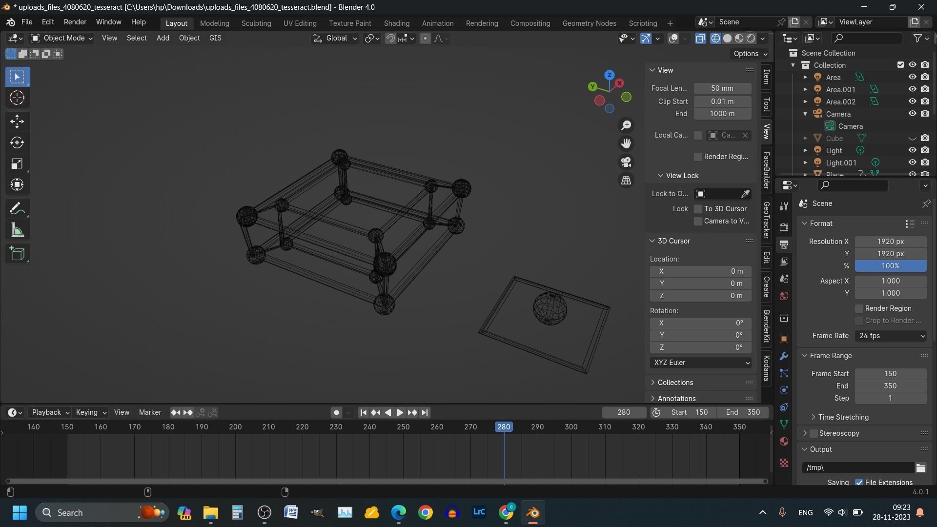 TESSERACT WITH MOTION Low-poly 3D model_11