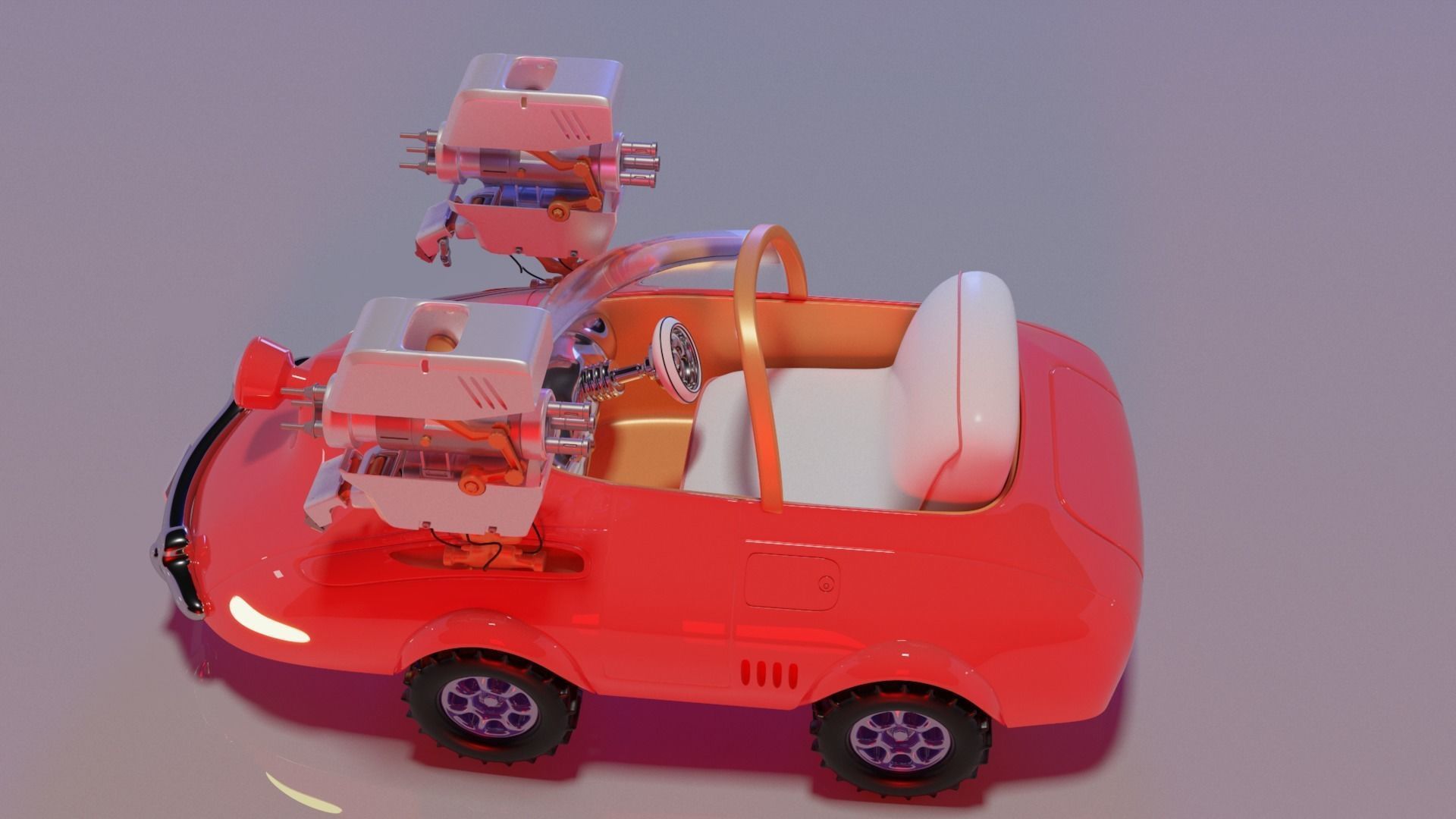 Car with Robot arm 3D model_1