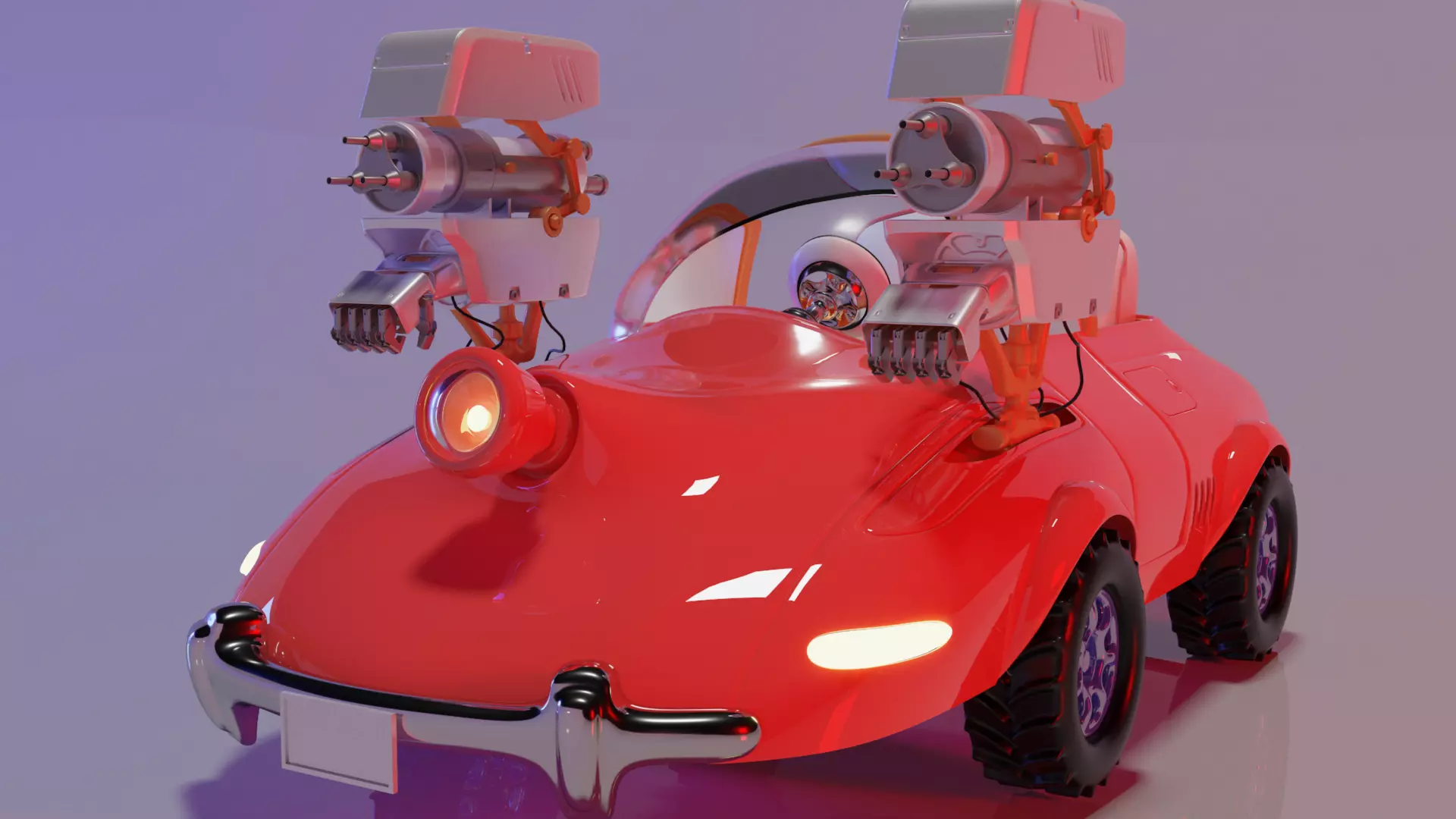 Car with Robot arm 3D model_0