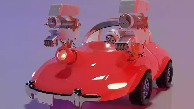 Car with Robot arm 3D model