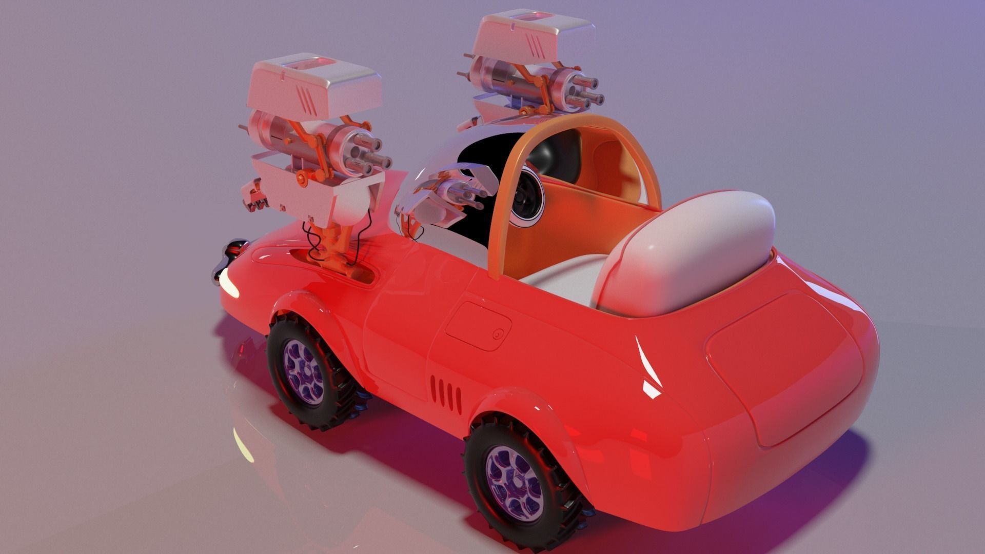 Car with Robot arm 3D model_2