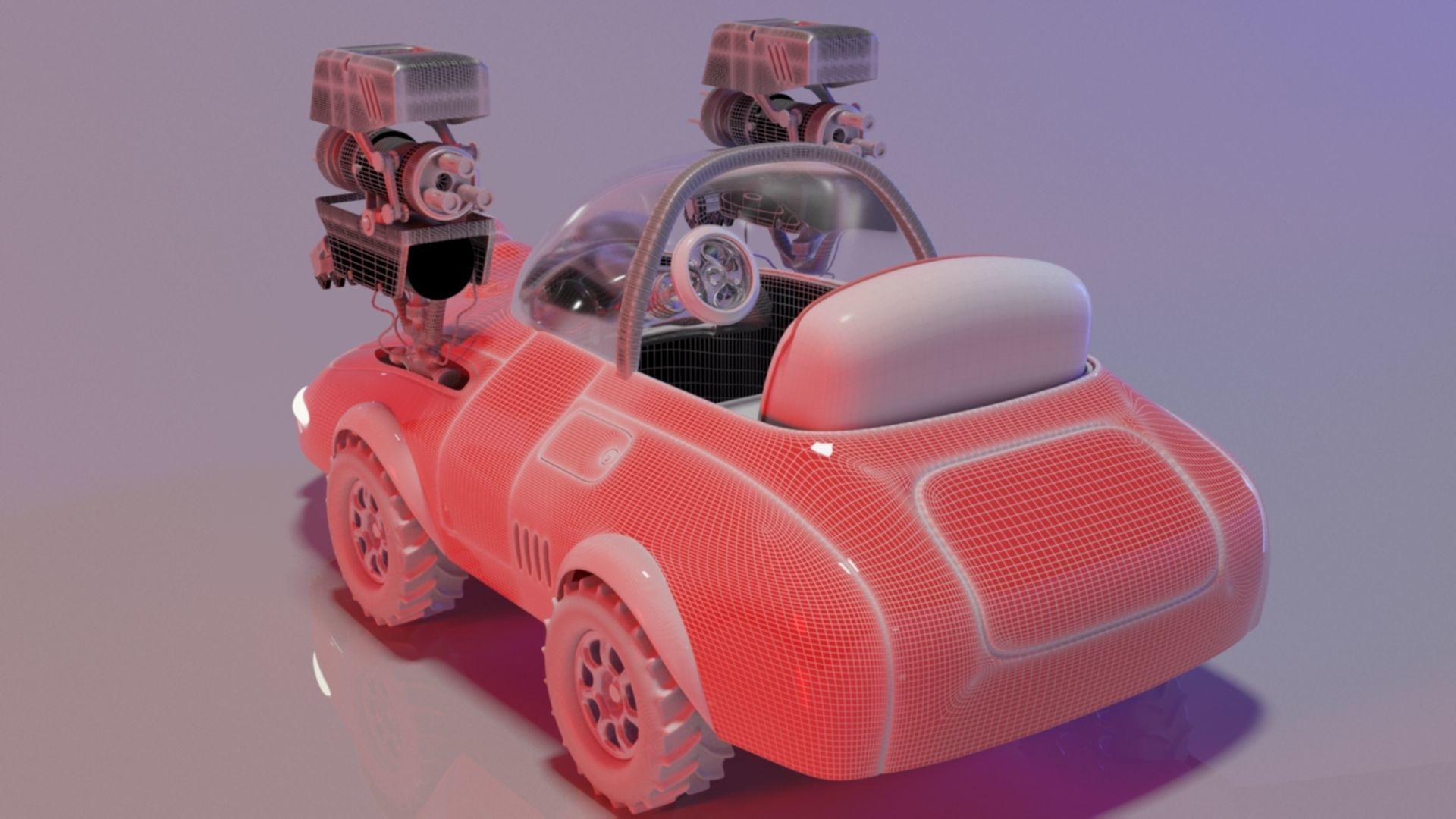 Car with Robot arm 3D model_4