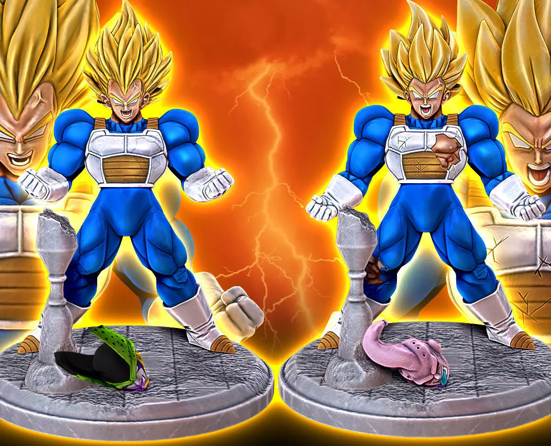 Goku and Vegeta Super Saiyan Full Power Dragon Ball Z Figure 3D print model