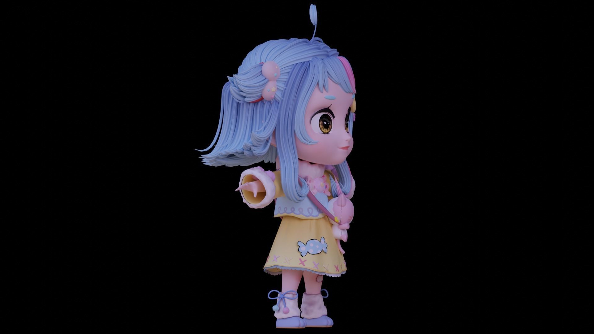 Chibi Character - Ready to rig 3D model_10