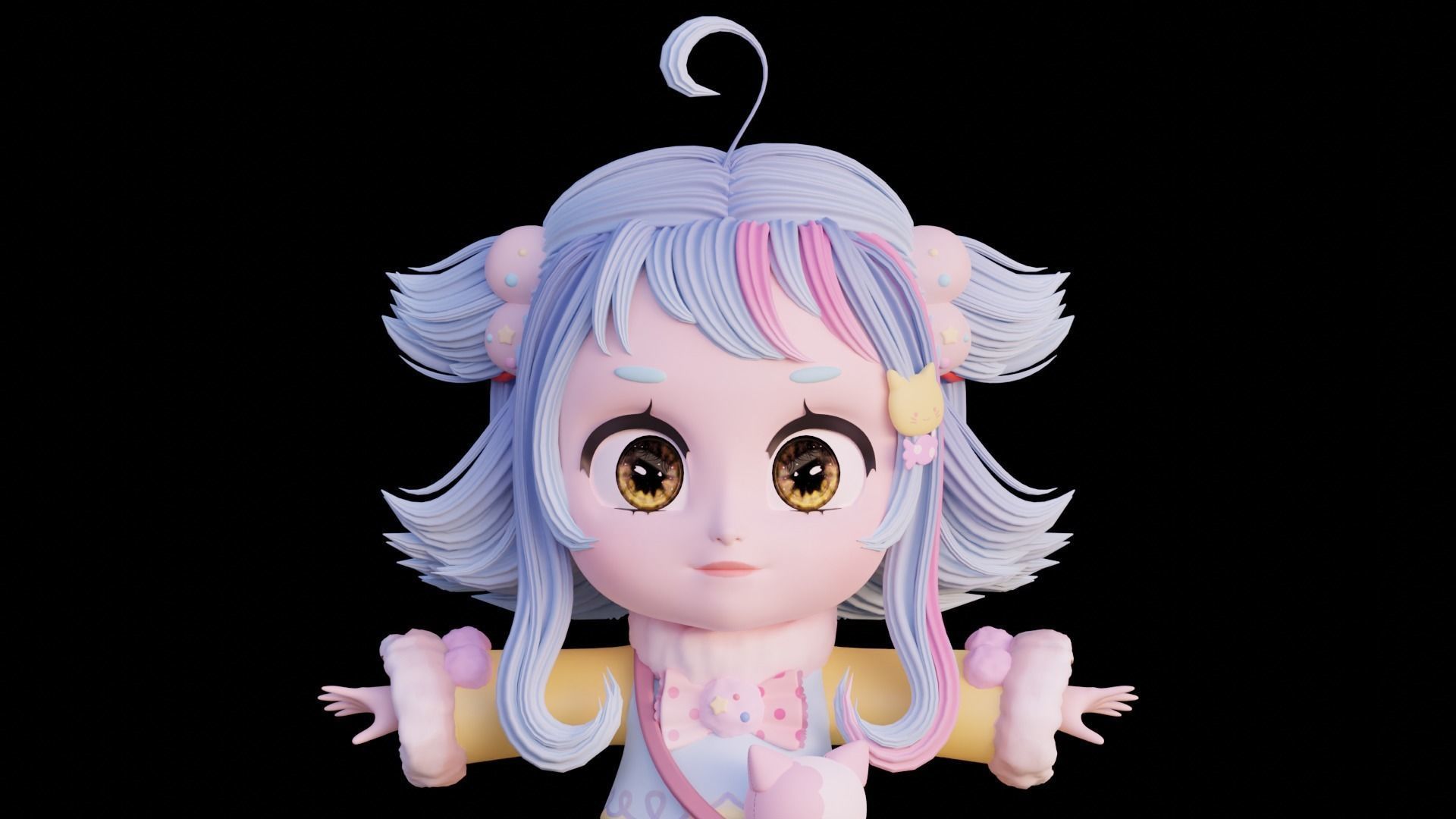 Chibi Character - Ready to rig 3D model_11