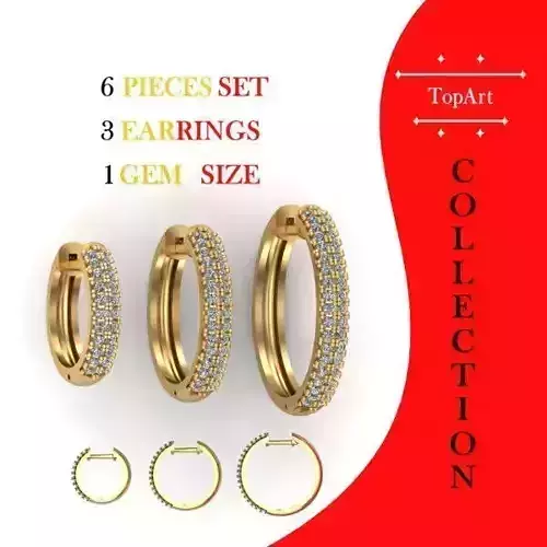 Collection Hoop Earrings with Gems 27 mm 30 mm 38 mm 