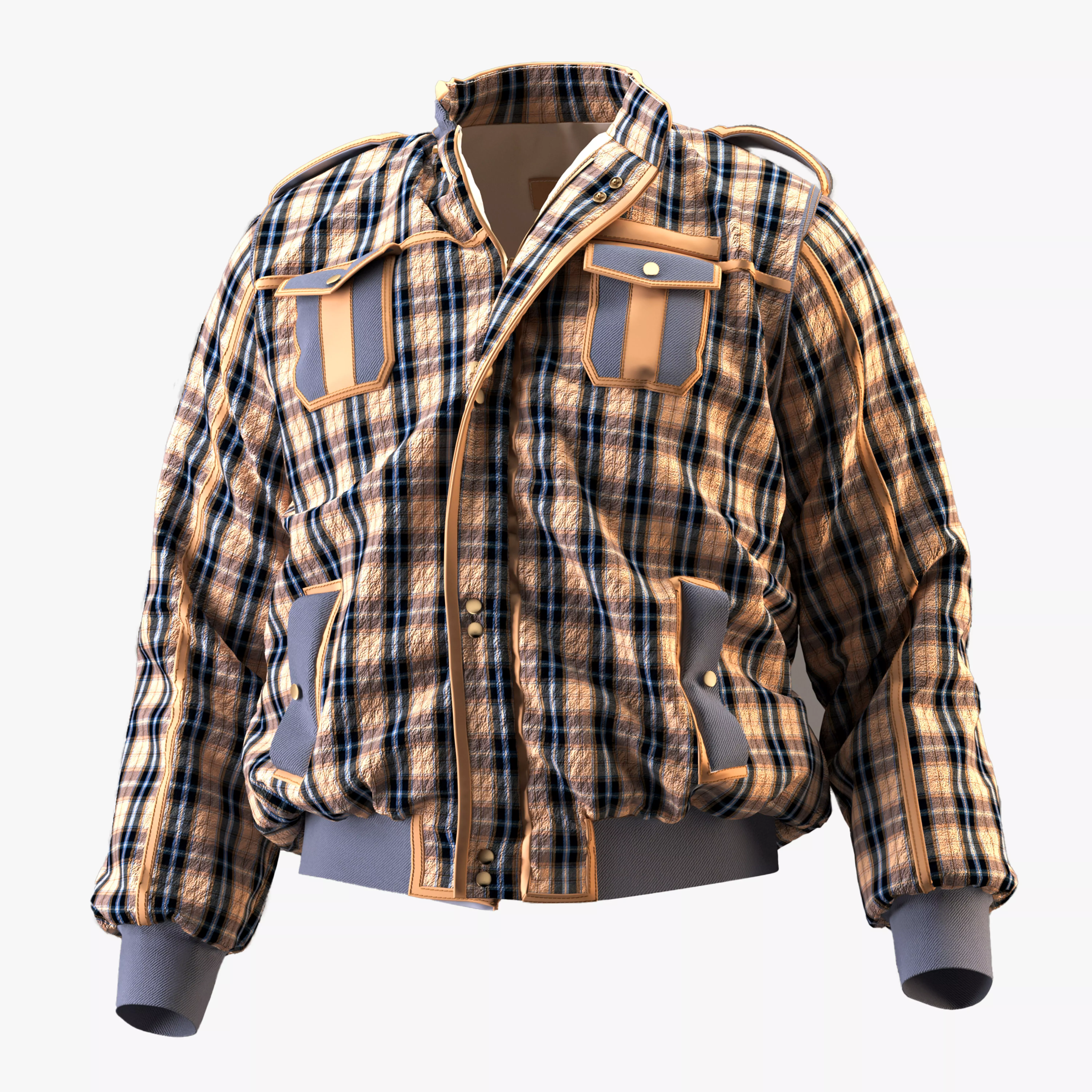 3d Fleece plaid jacket 3D model