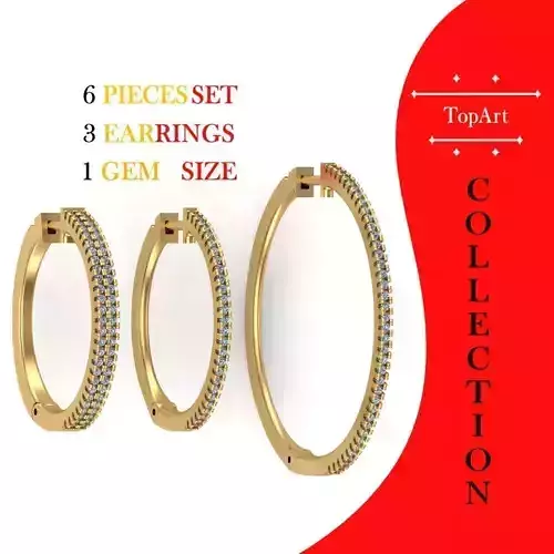 Collection Hoop Earrings with Gems 25 mm 35 mm 