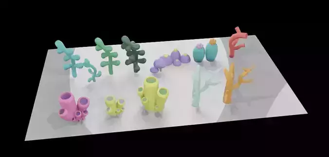 Low Poly Corals and plants