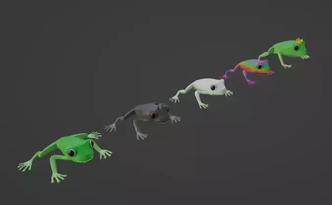 Low Poly Game Ready Frogs Low-poly 3D model