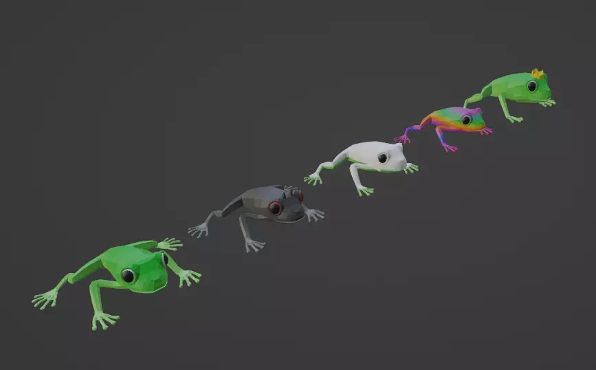 Low Poly Game Ready Frogs Low-poly 3D model_0