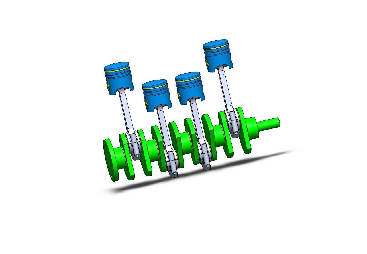 crankshaft connecting rod piston assembly 3D model_3