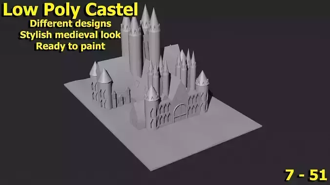 Low Poly Castle 7  Low-poly 3D model
