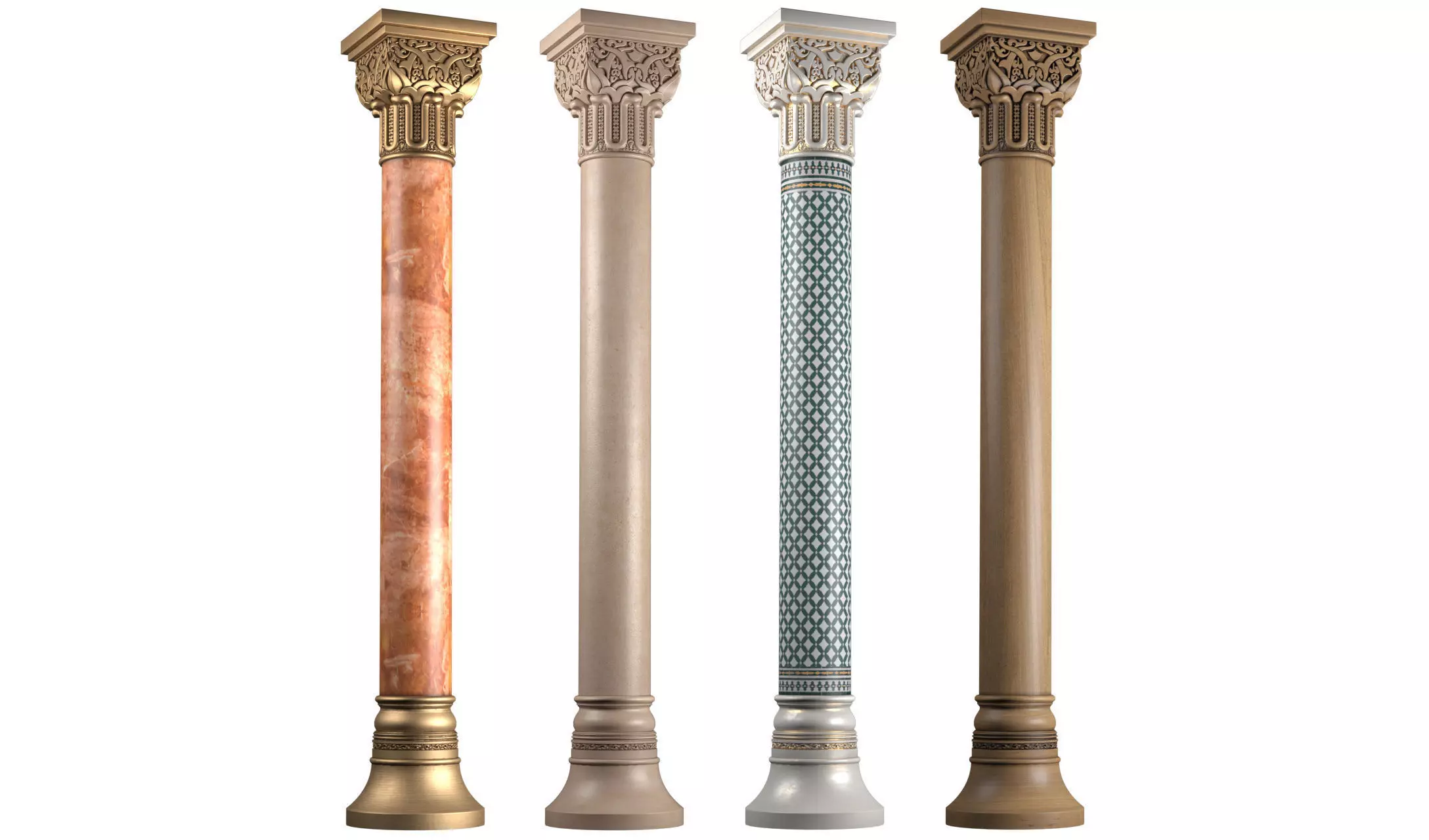 Column in oriental style Arabic columns 3D model_0