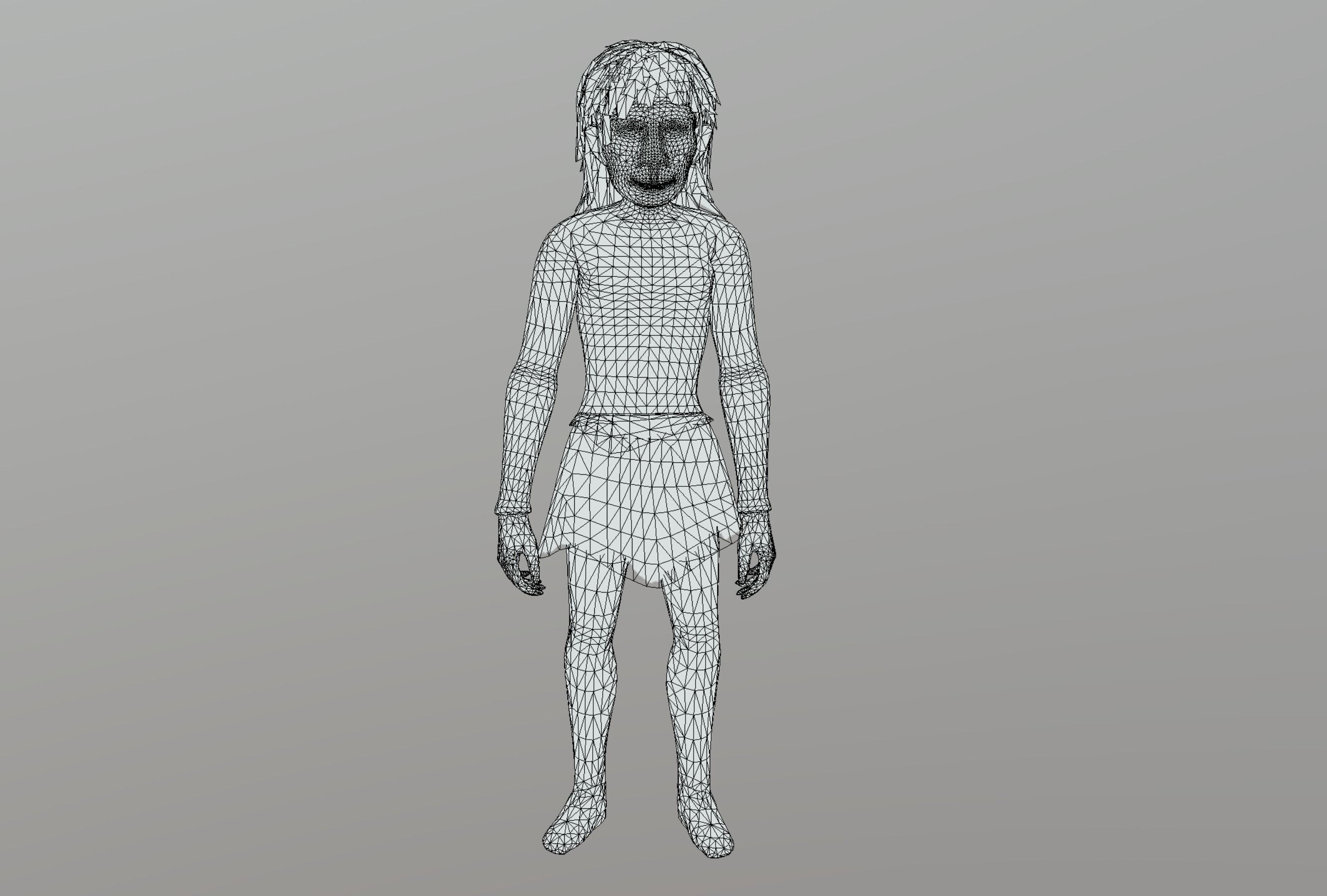 Caveman Man Low-poly 3D model_9