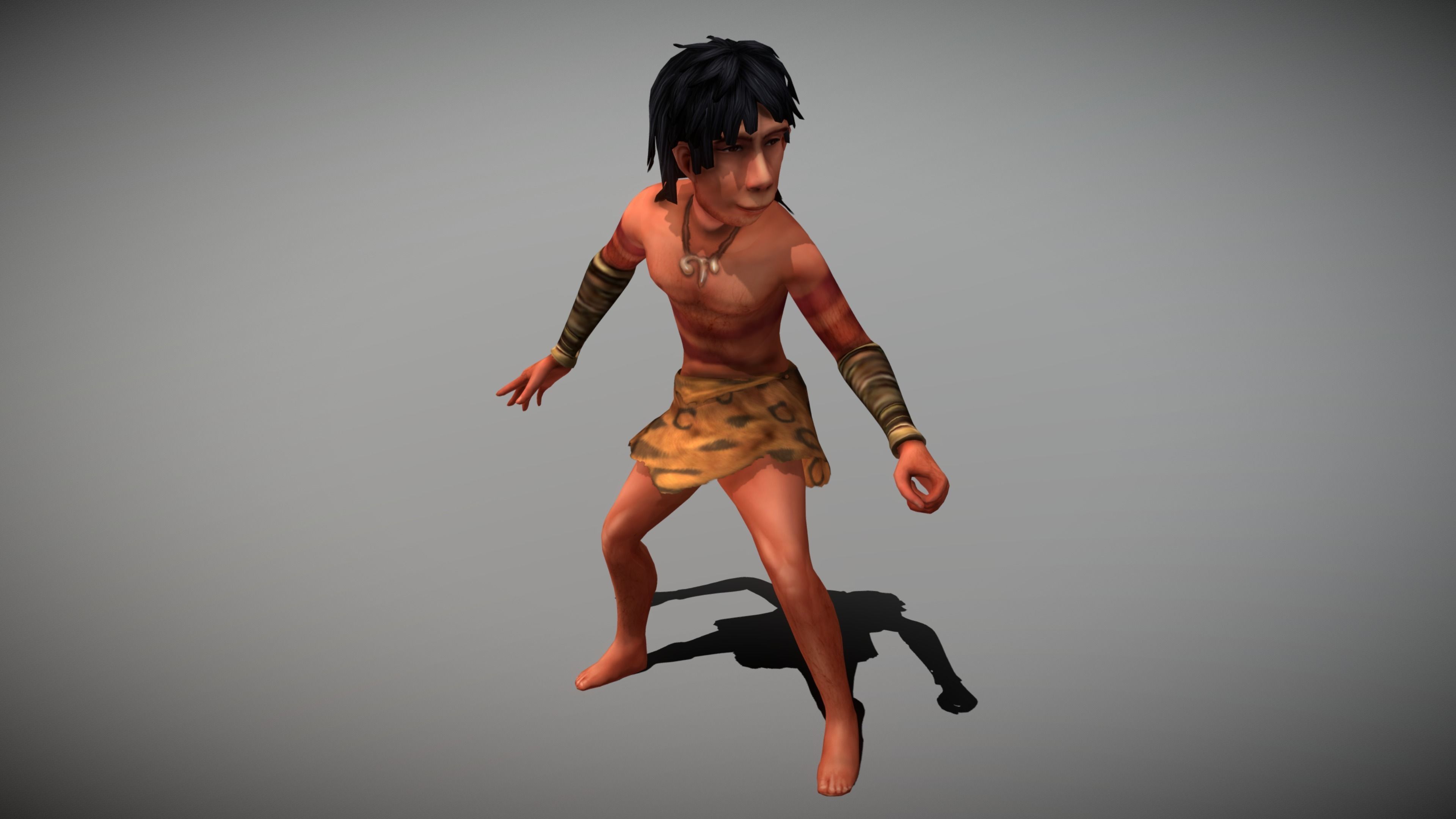 Caveman Man Low-poly 3D model_8