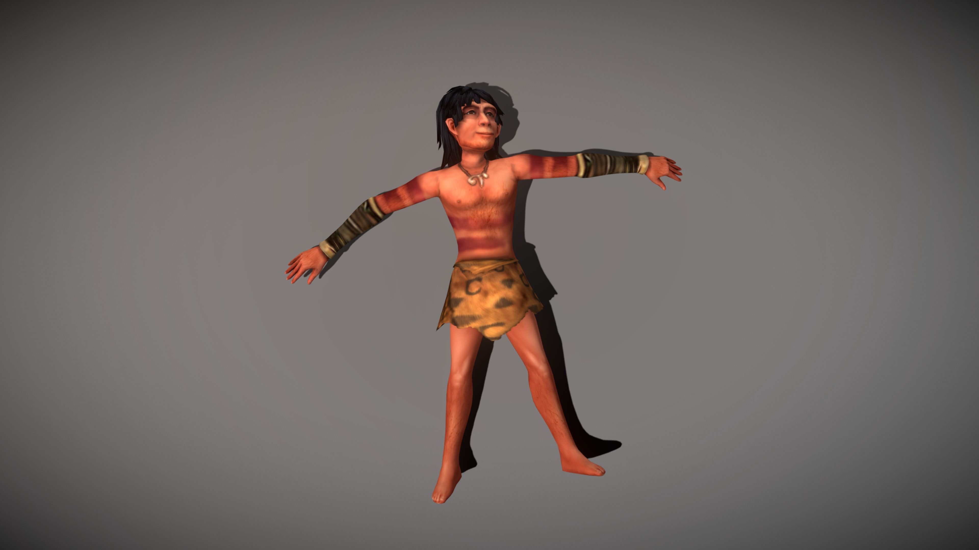 Caveman Man Low-poly 3D model_4