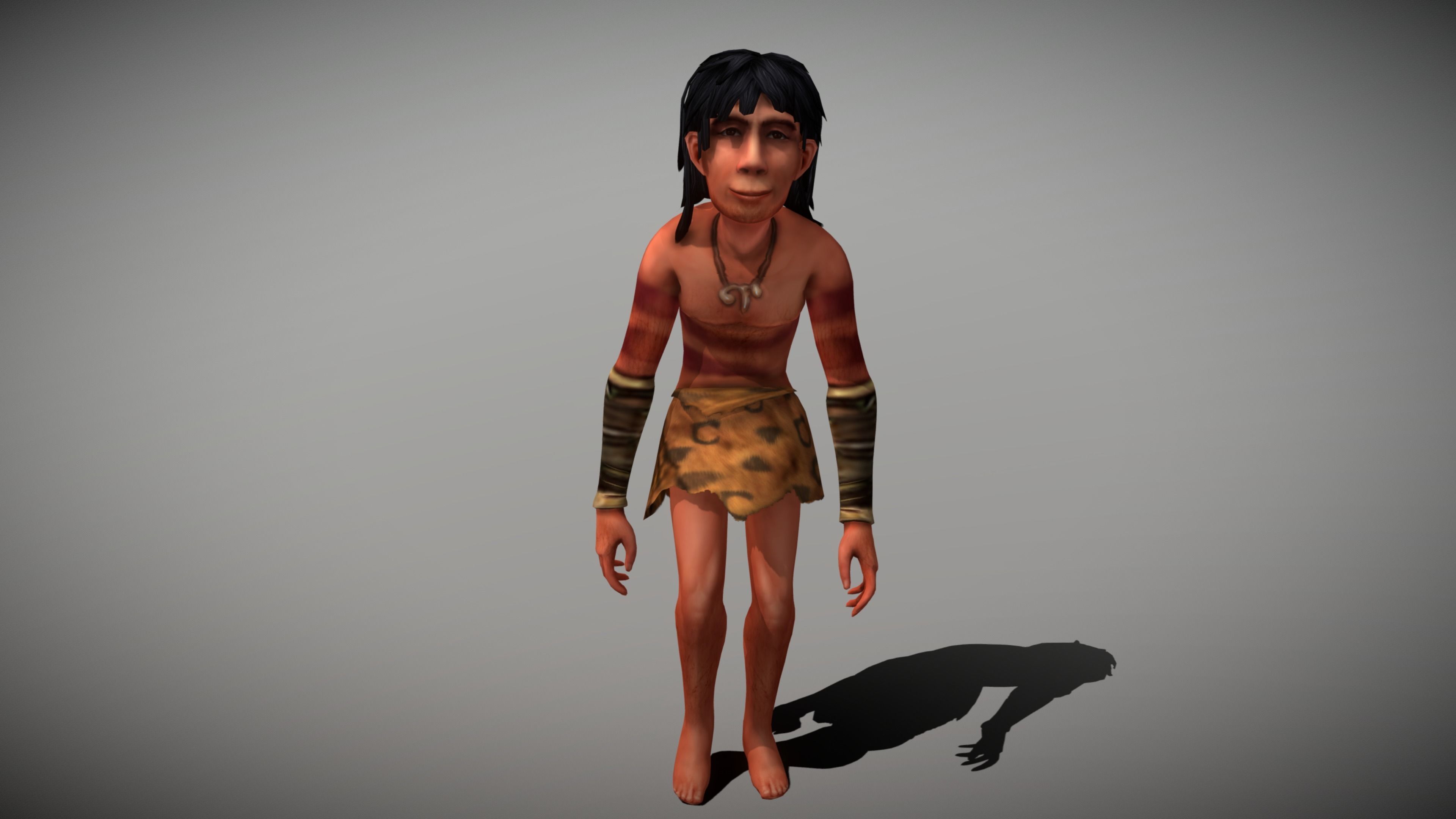 Caveman Man Low-poly 3D model_2
