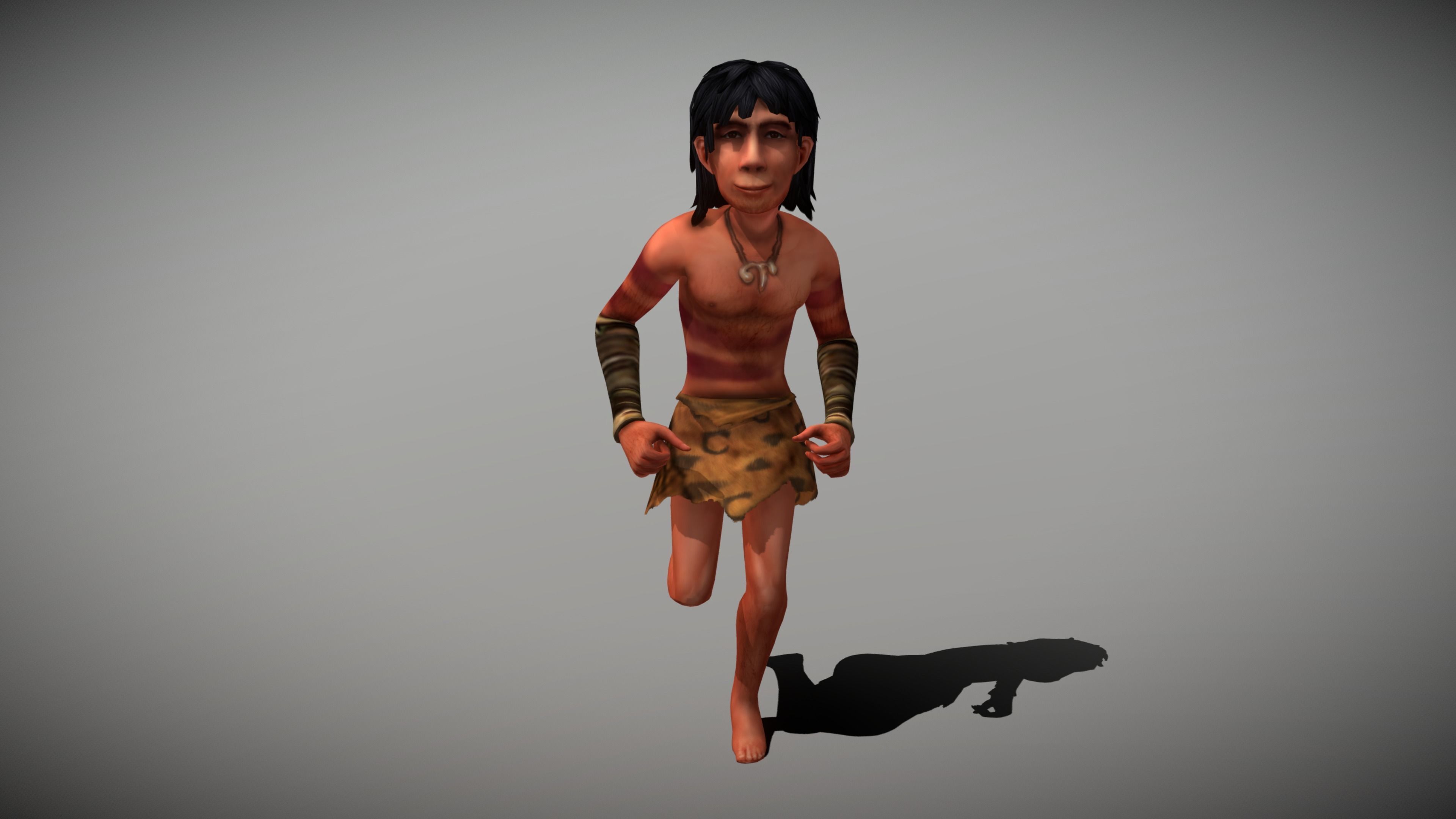 Caveman Man Low-poly 3D model_5