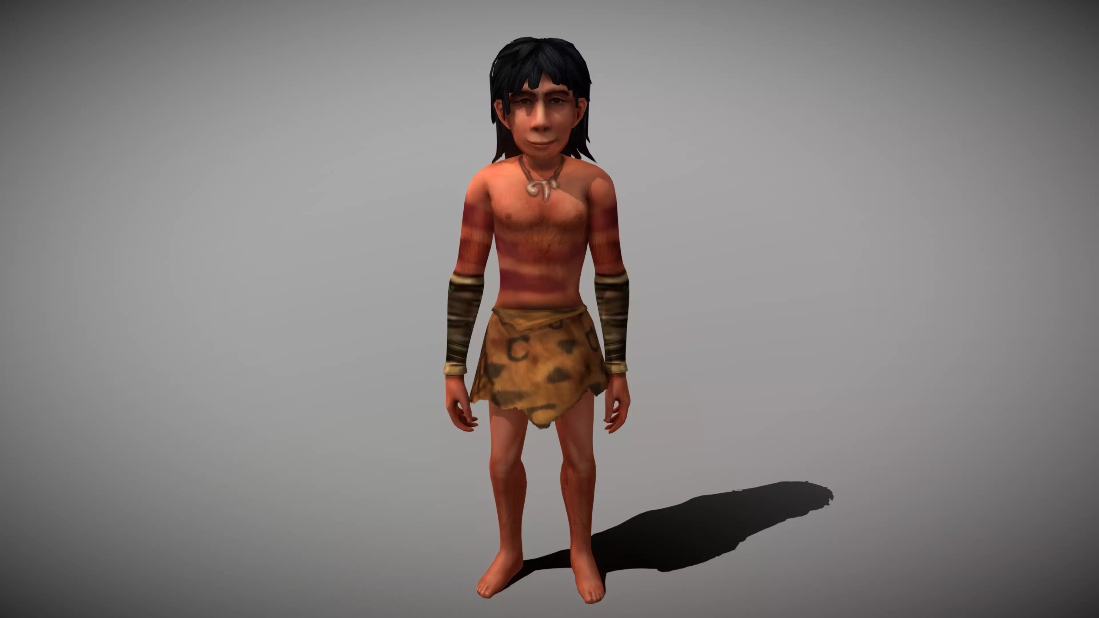 Caveman Man Low-poly 3D model_0