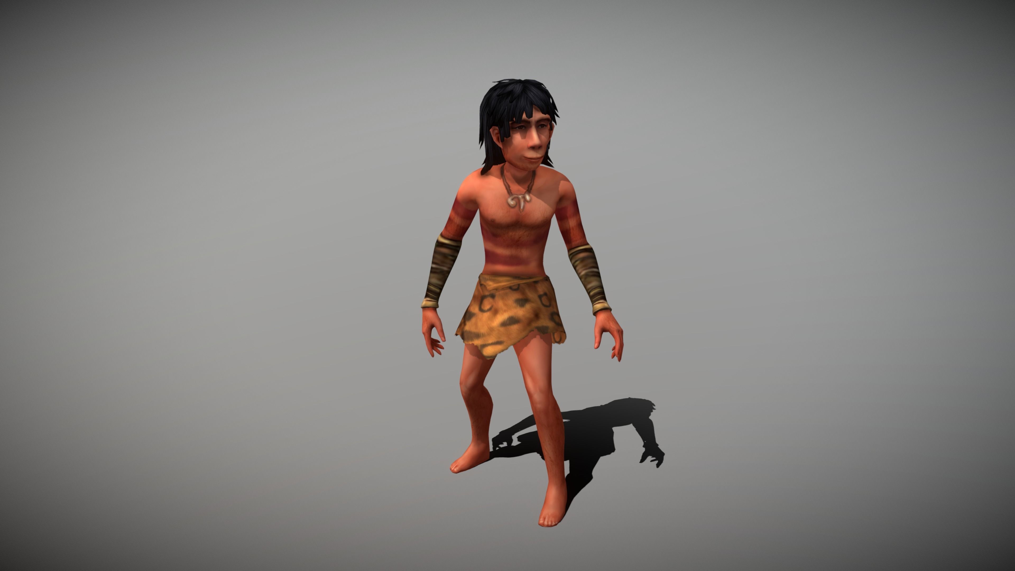 Caveman Man Low-poly 3D model_6