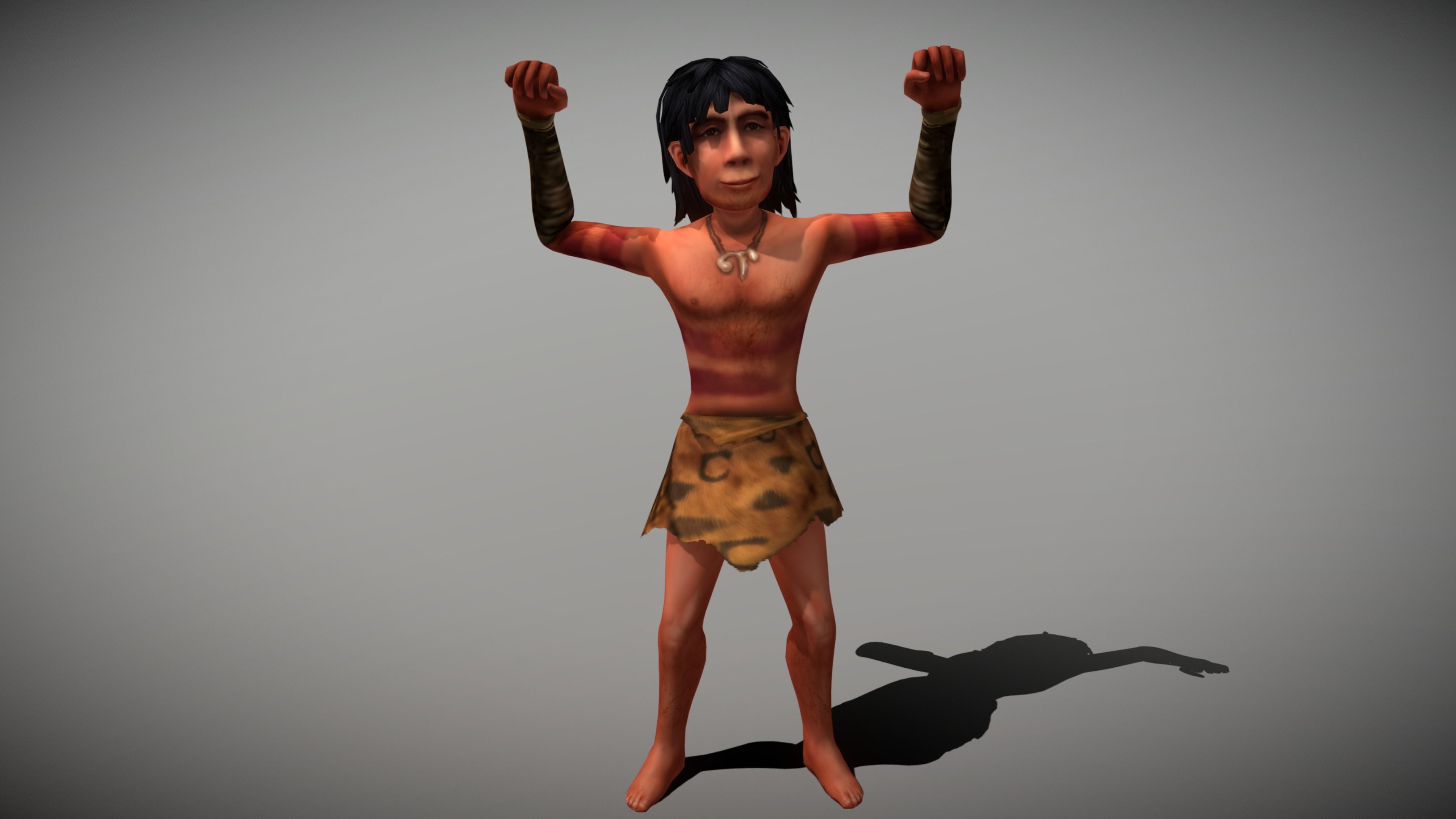 Caveman Man Low-poly 3D model_3