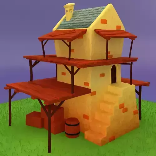 Toonish Medivial Watch Tower Game Asset Low-poly 3D model