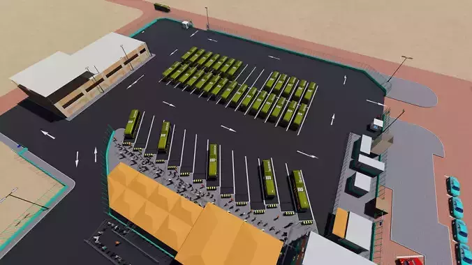 Doha Bus Station 3D model-11