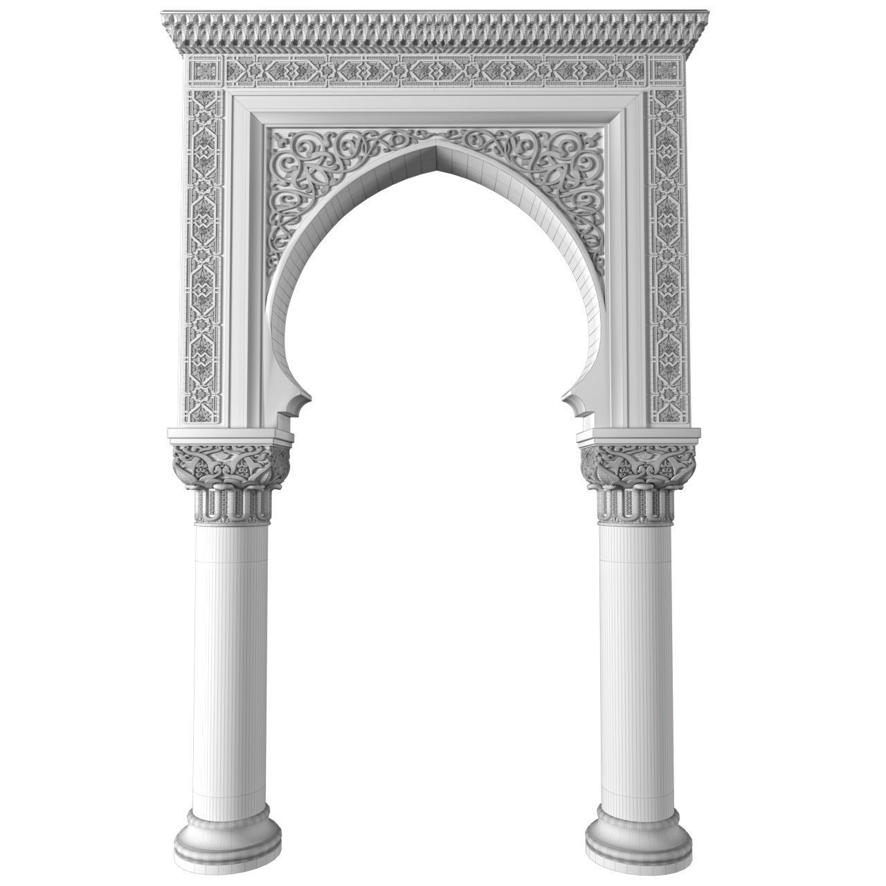 Arch in oriental style Oriental Door Portal Arched Doorway 3D model_4