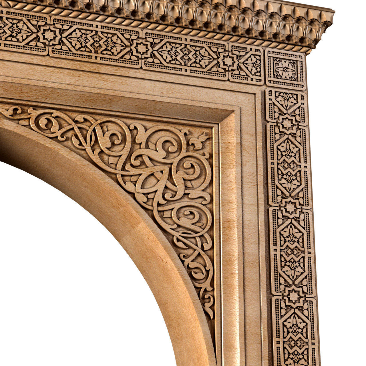 Arch in oriental style Oriental Door Portal Arched Doorway 3D model_2