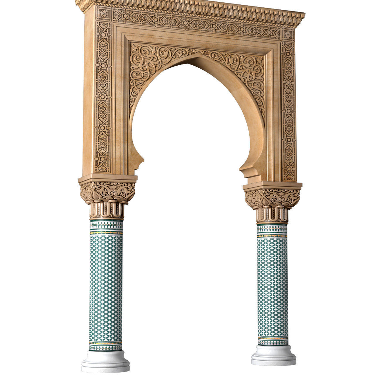 Arch in oriental style Oriental Door Portal Arched Doorway 3D model_1