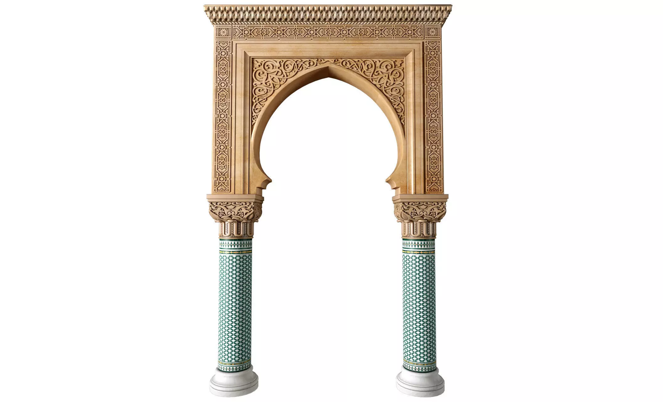 Arch in oriental style Oriental Door Portal Arched Doorway 3D model_0