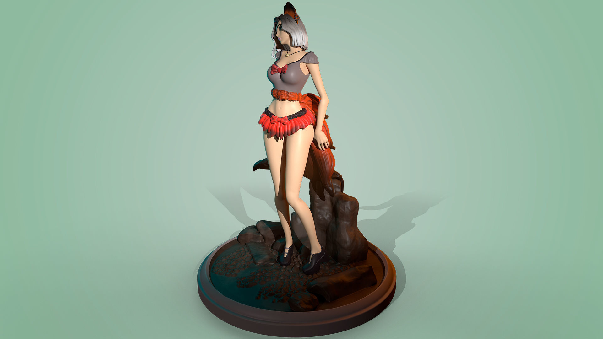 3D Print model - Cute kitsune girl 3D print model_5