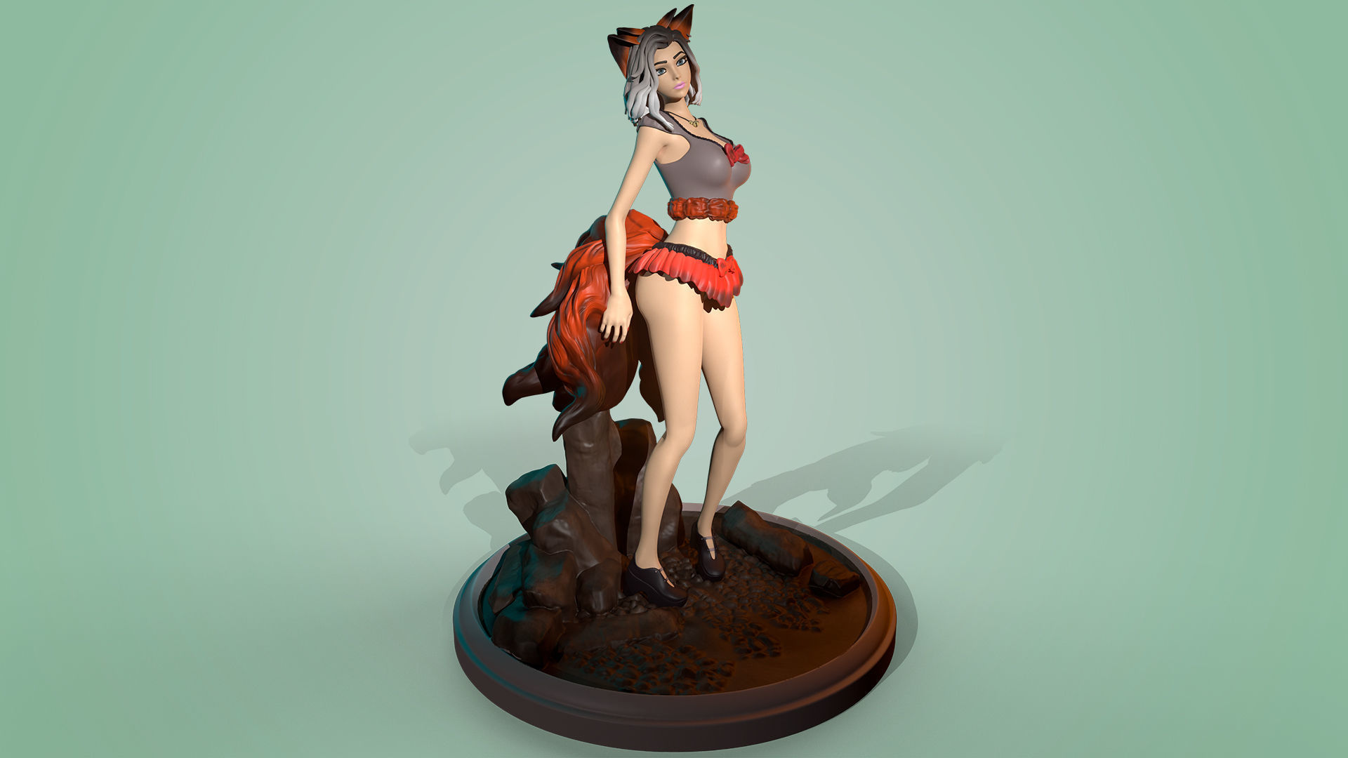 3D Print model - Cute kitsune girl 3D print model_11