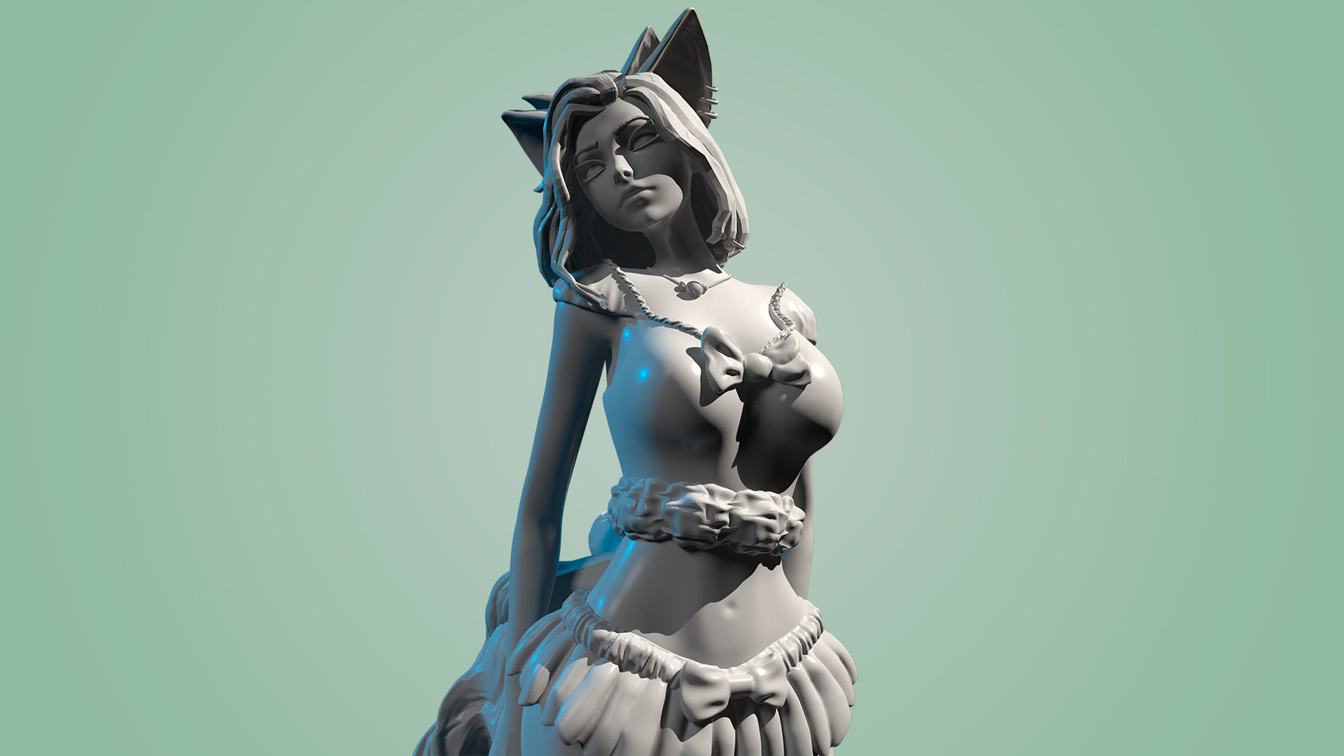 3D Print model - Cute kitsune girl 3D print model_24