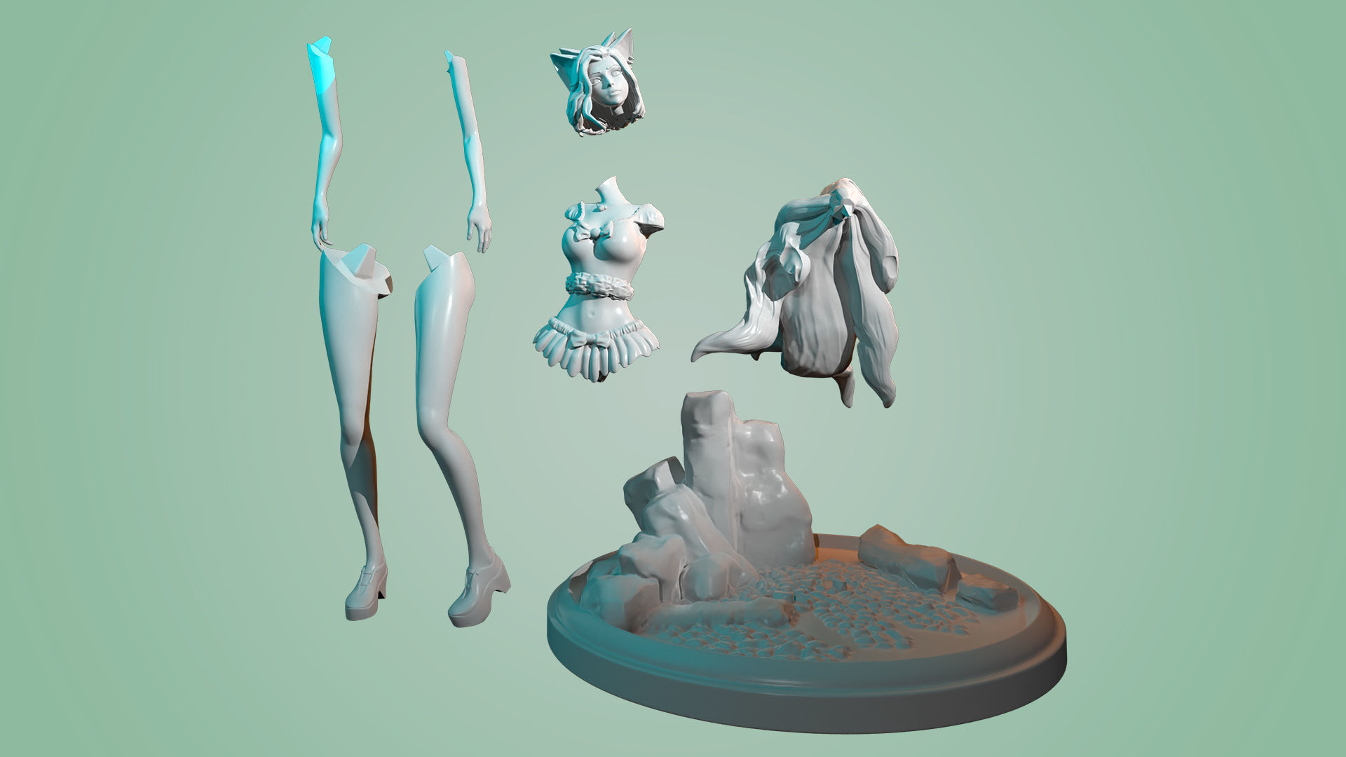 3D Print model - Cute kitsune girl 3D print model_17