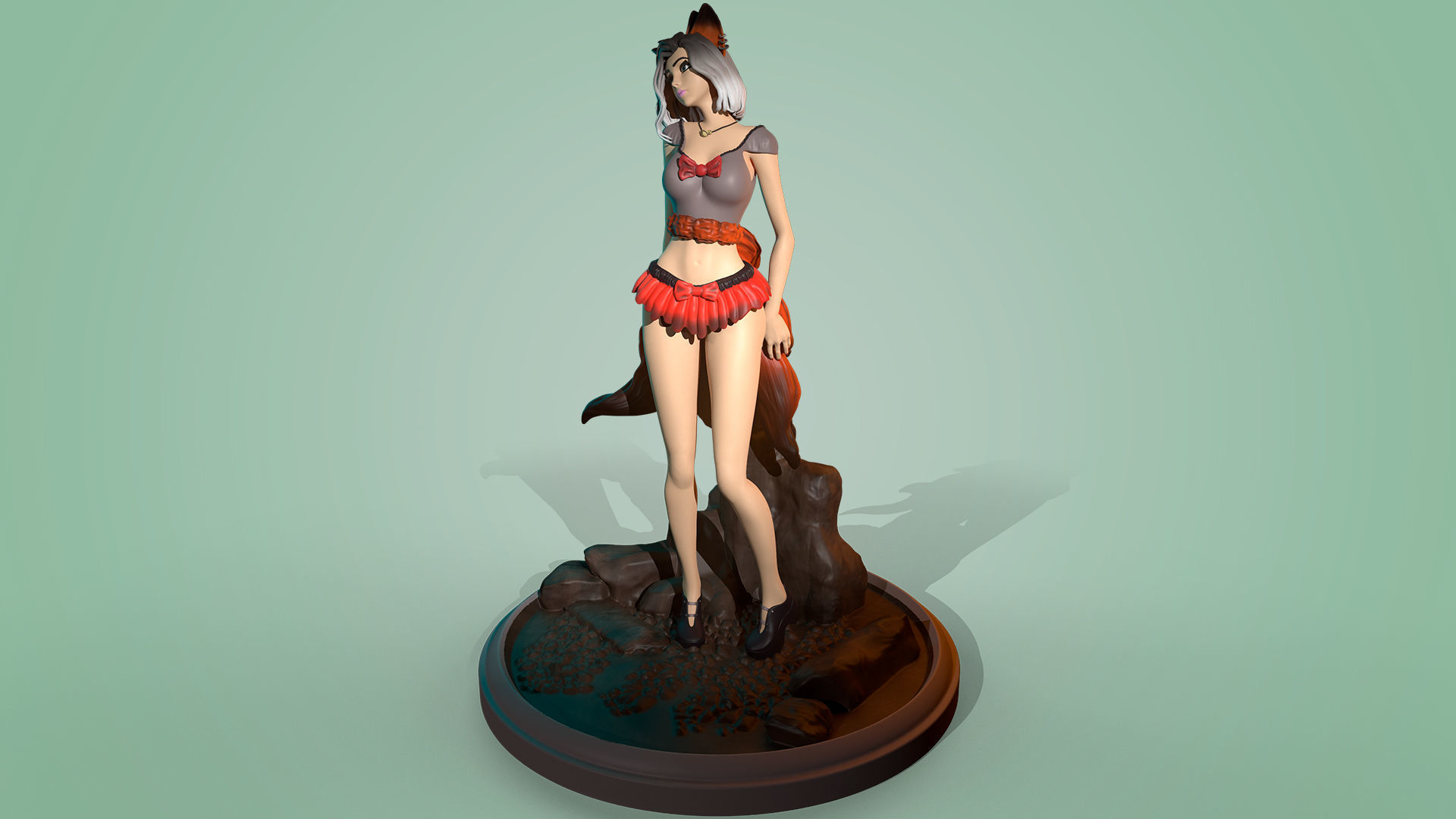 3D Print model - Cute kitsune girl 3D print model_12