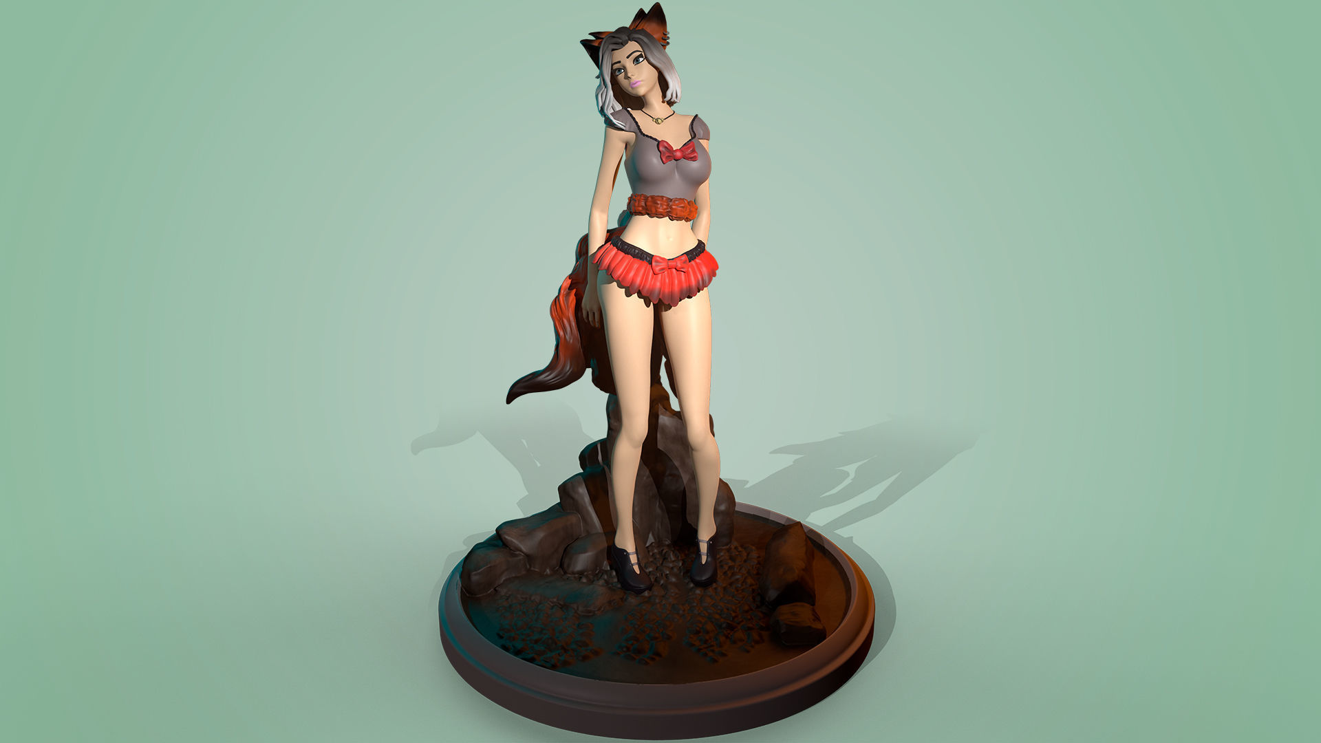 3D Print model - Cute kitsune girl 3D print model_3