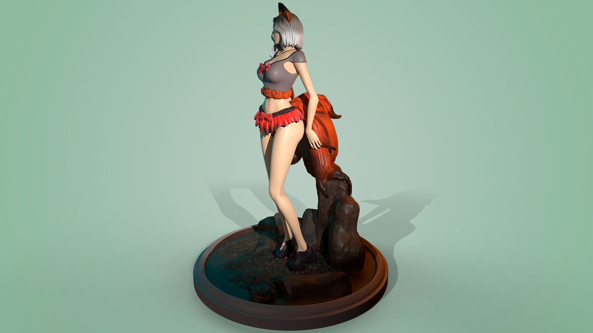 3D Print model - Cute kitsune girl 3D print model_13