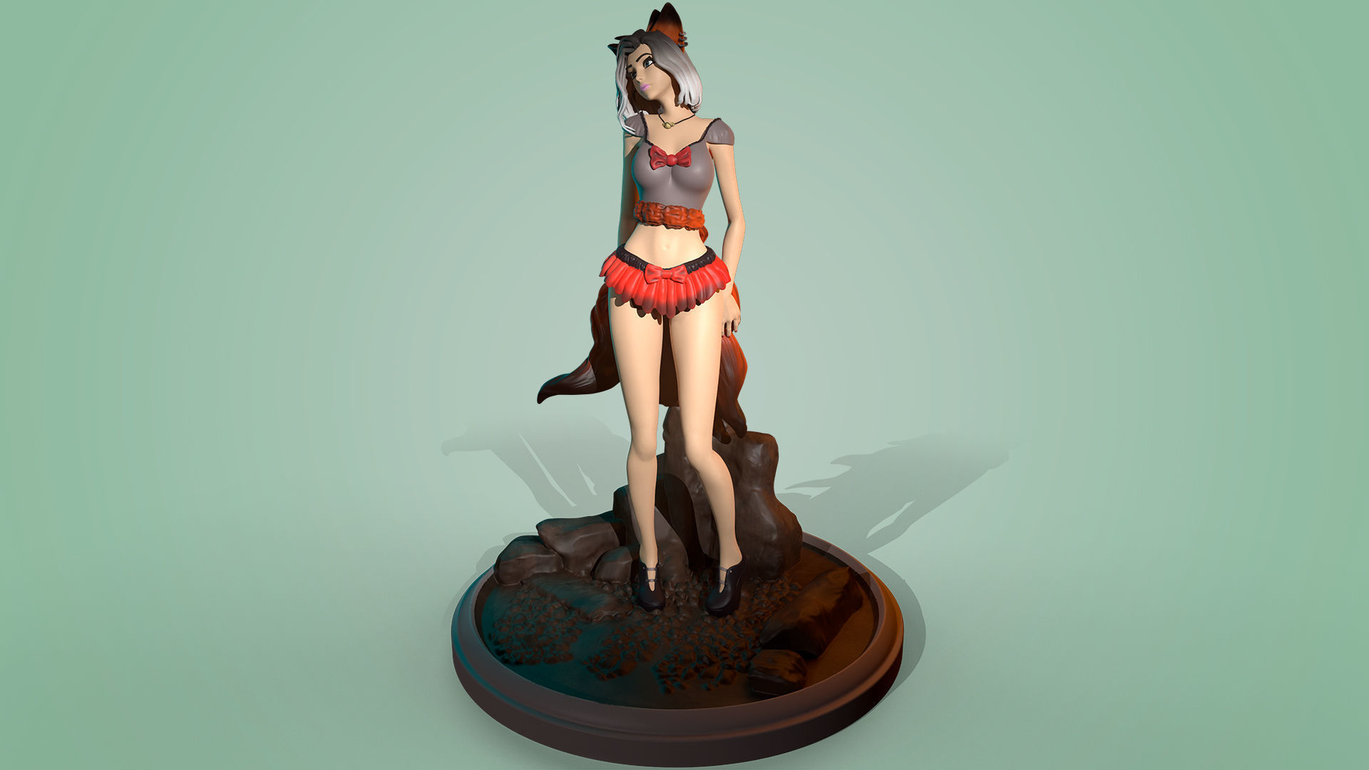 3D Print model - Cute kitsune girl 3D print model_4