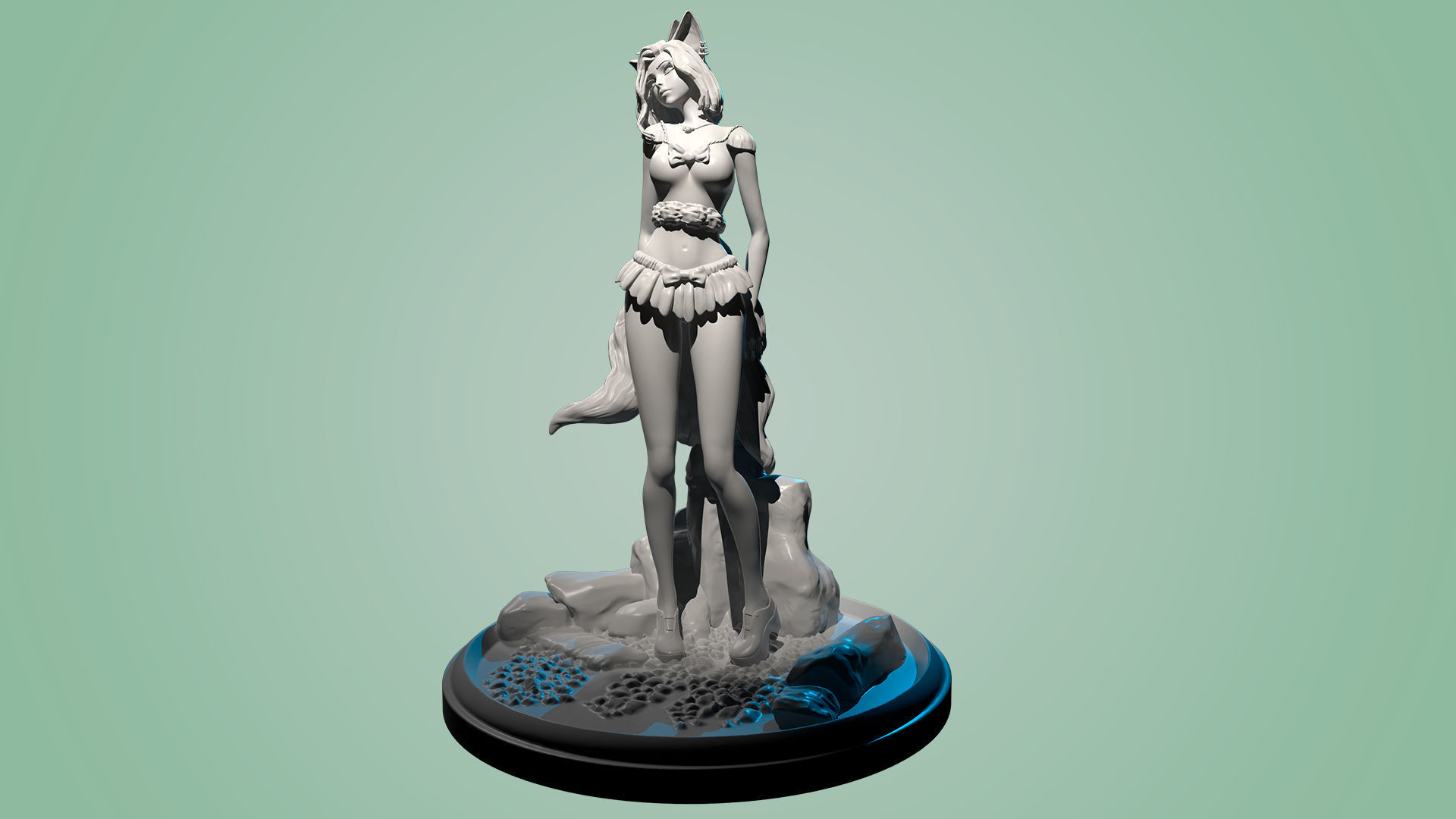 3D Print model - Cute kitsune girl 3D print model_20