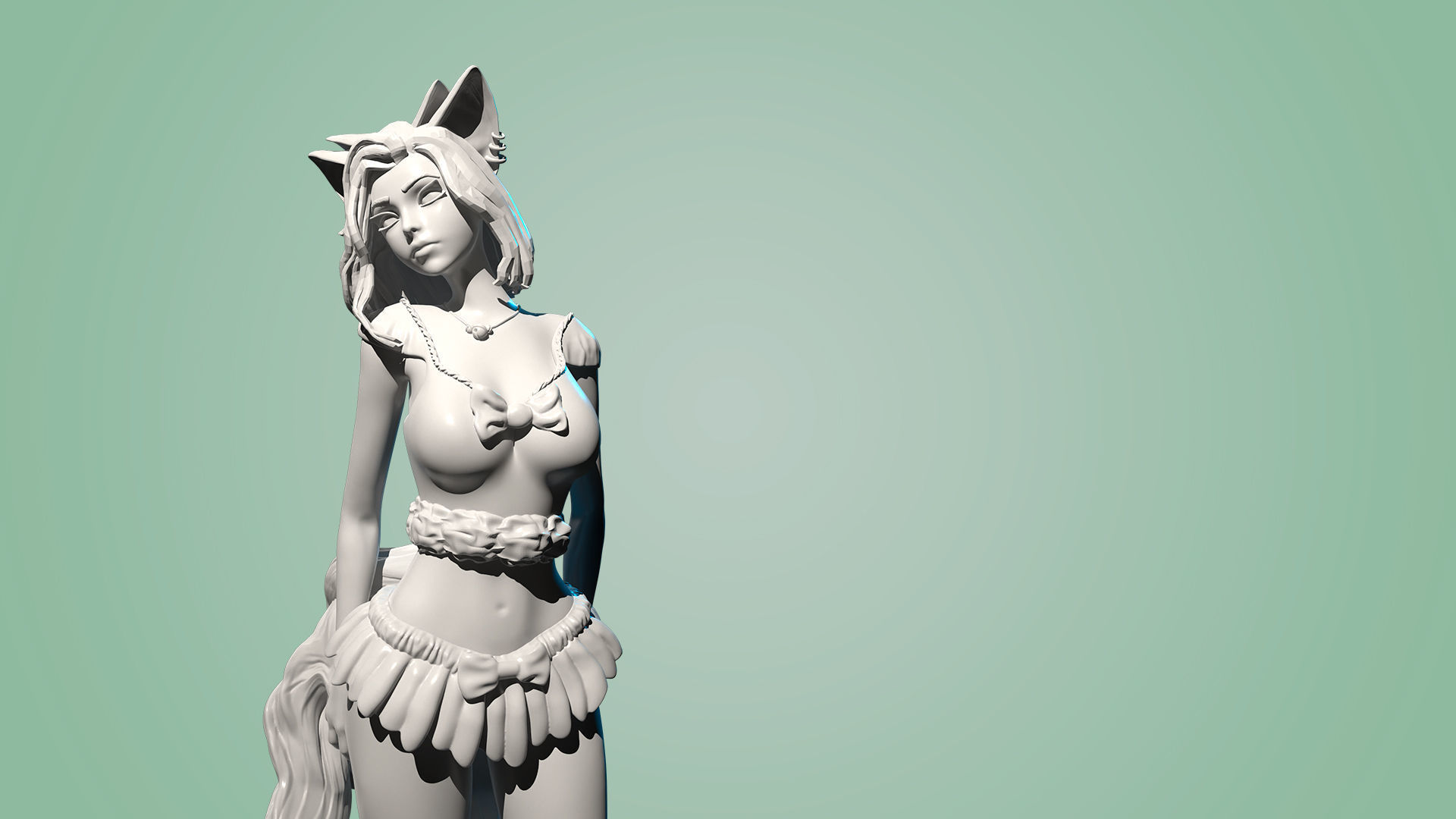 3D Print model - Cute kitsune girl 3D print model_26