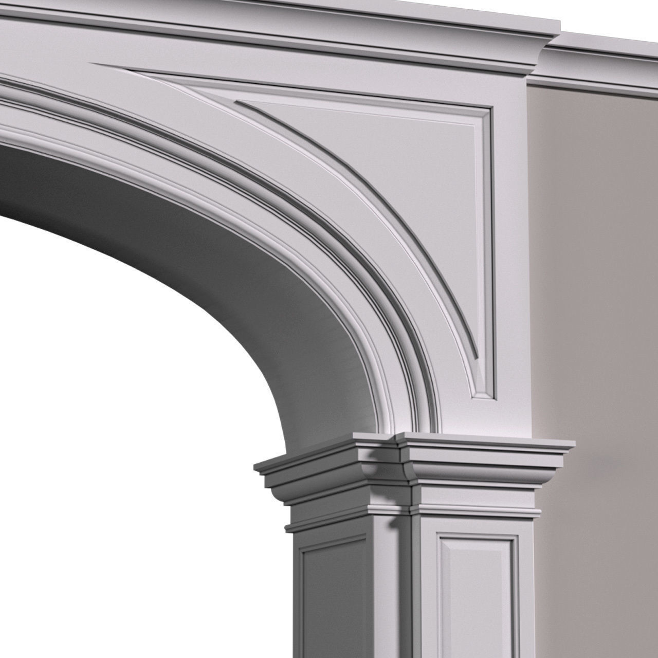 Traditional Interior Arched Opening Arched doorway Door Portal 3D model_3