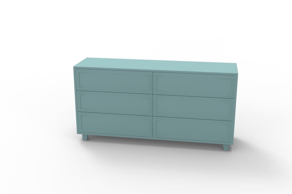 Modern Chest of 6 Drawers with Legs Free low-poly 3D model_2