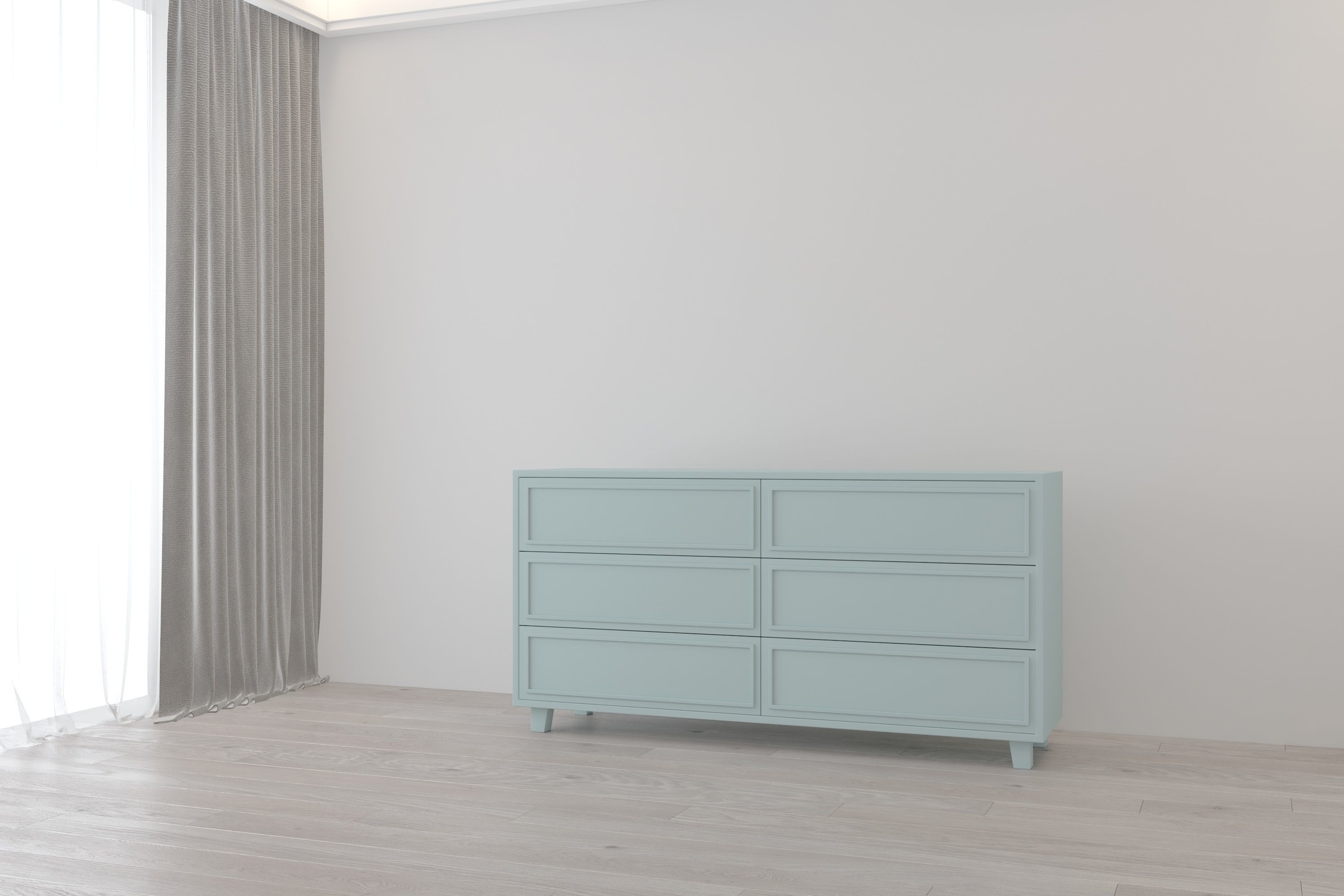 Modern Chest of 6 Drawers with Legs Free low-poly 3D model_1