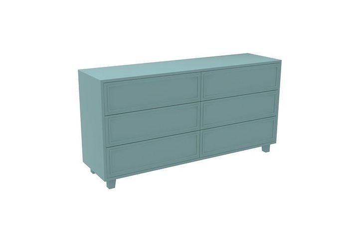 Modern Chest of 6 Drawers with Legs Free low-poly 3D model